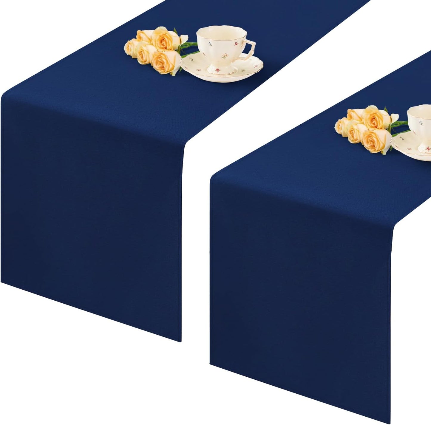 2 Pack Navy Blue Table Runner 12 x 60 Inch Solid Color Farmhouse Runners Coffee Table Dresser for Daily Party Home Decoration