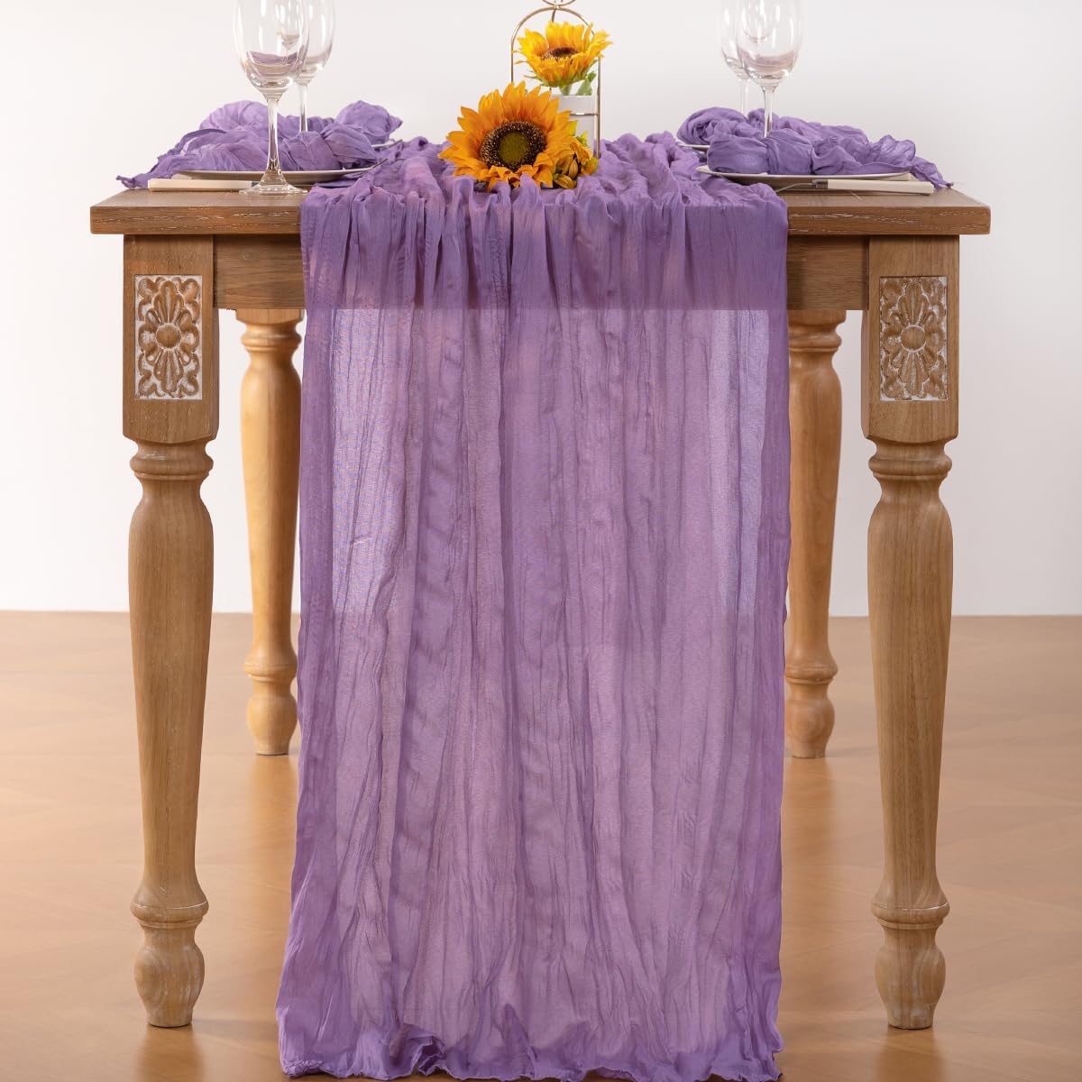 Lavender Purple Cheesecloth Table Runner 10 Pack Fall Table Runners Boho Gauze 120 Inches Cheese Cloth Fall Table Decorations for Thanksgiving Wedding Bridal Baby Shower Birthday Garden Party