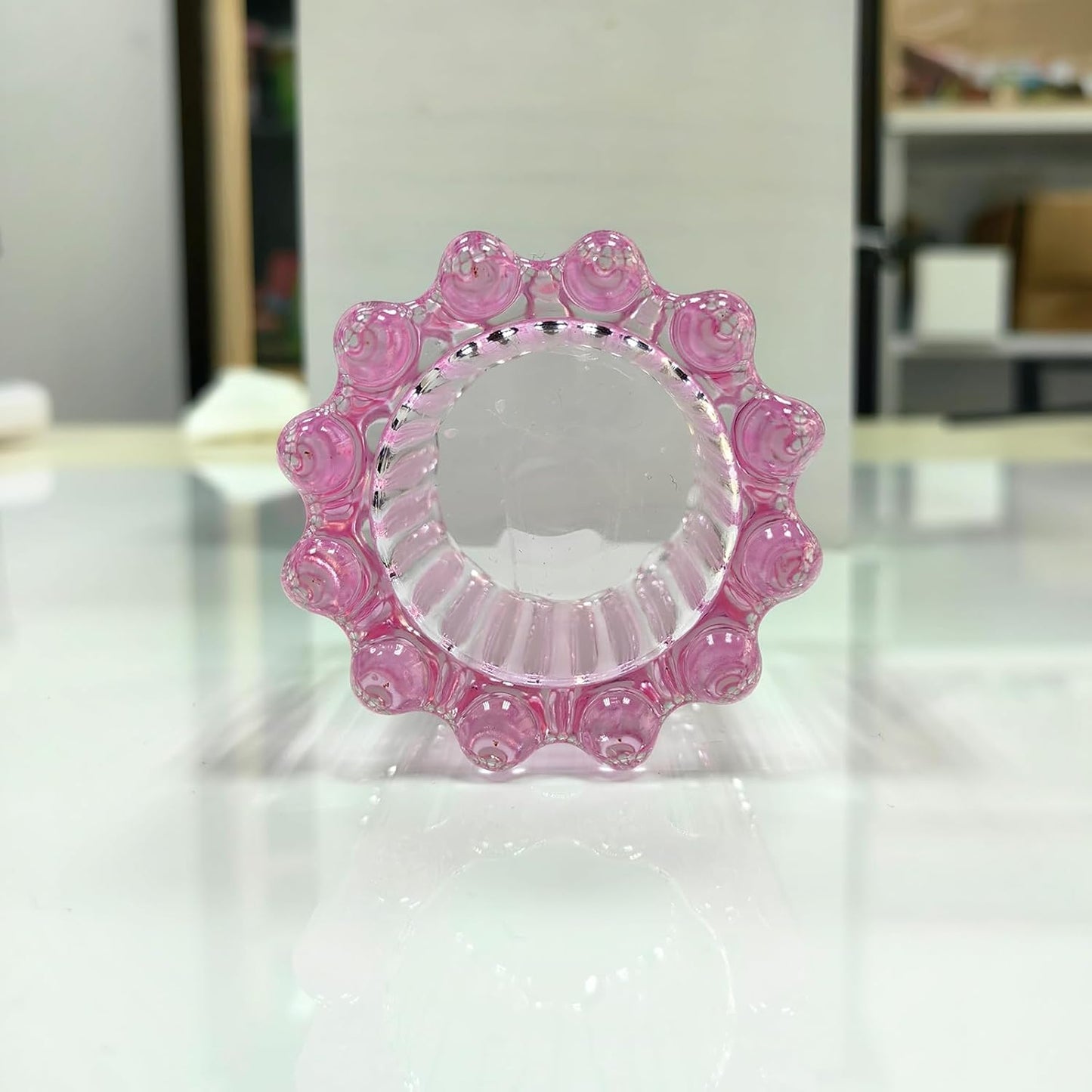 GOLDEAL 24Pcs Pink Glass Votive Candle Holders Tealight Holders Decorative, Tea Candle Holders Bulk,Candlestick for Wedding, Party,Dinner, Home Table Decor.