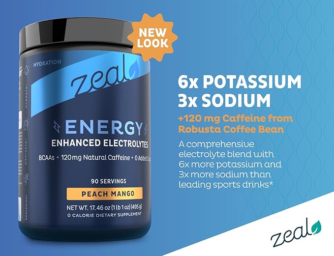 Pre-Workout Electrolyte + Energy Powder Drink Mix (90 Servings | Peach Mango) w/ 0 Sugar +BCAAs +B-Vitamins Electrolyte Supplement w Potassium Zinc & Magnesium for Hydration - Keto Electrolytes