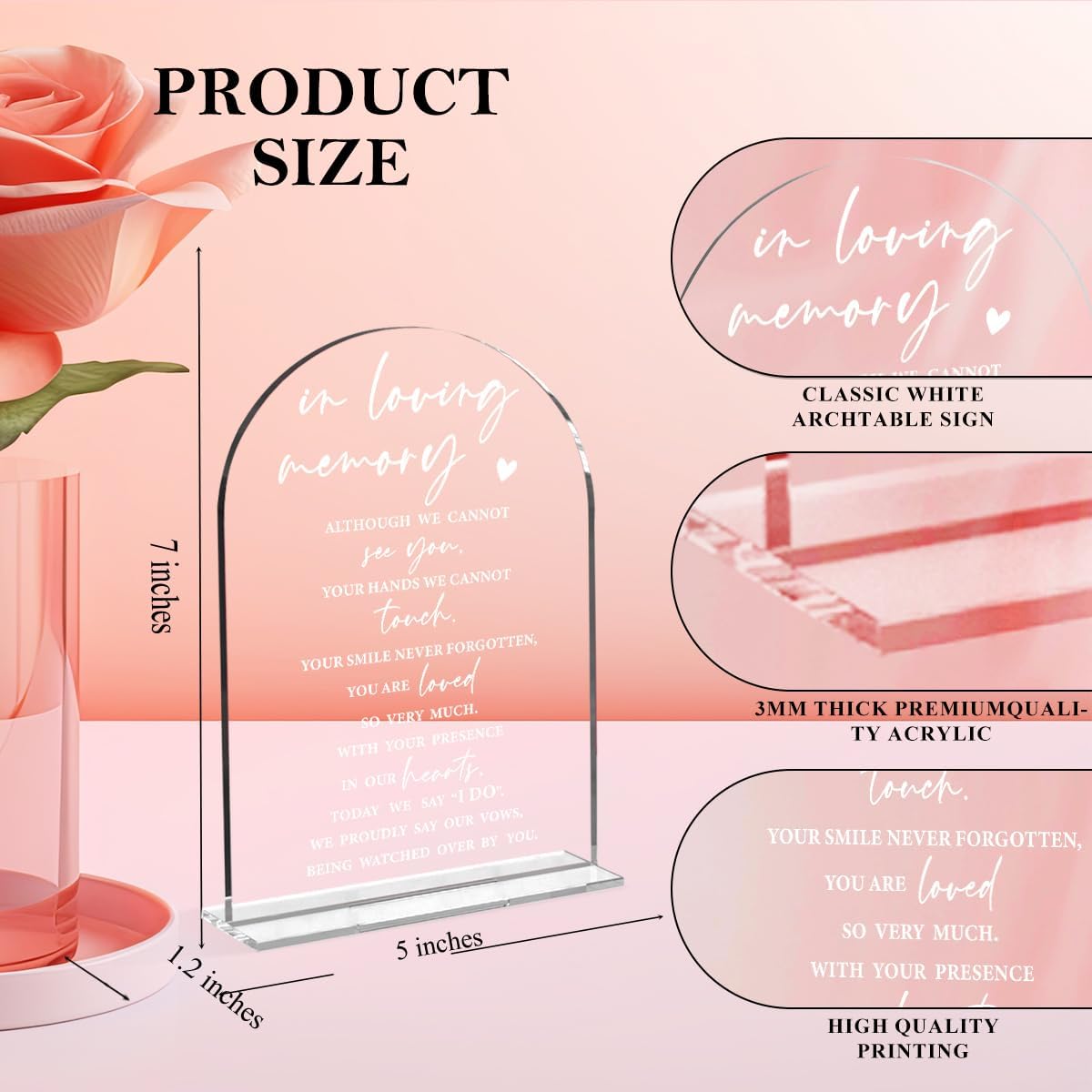 Wedding Memorial Sign Rustic Wedding Clear Acrylic Gift Table Sign for Ceremony and Reception, Acrylic Memorial Signs Gifts for Marriage Reception Signs