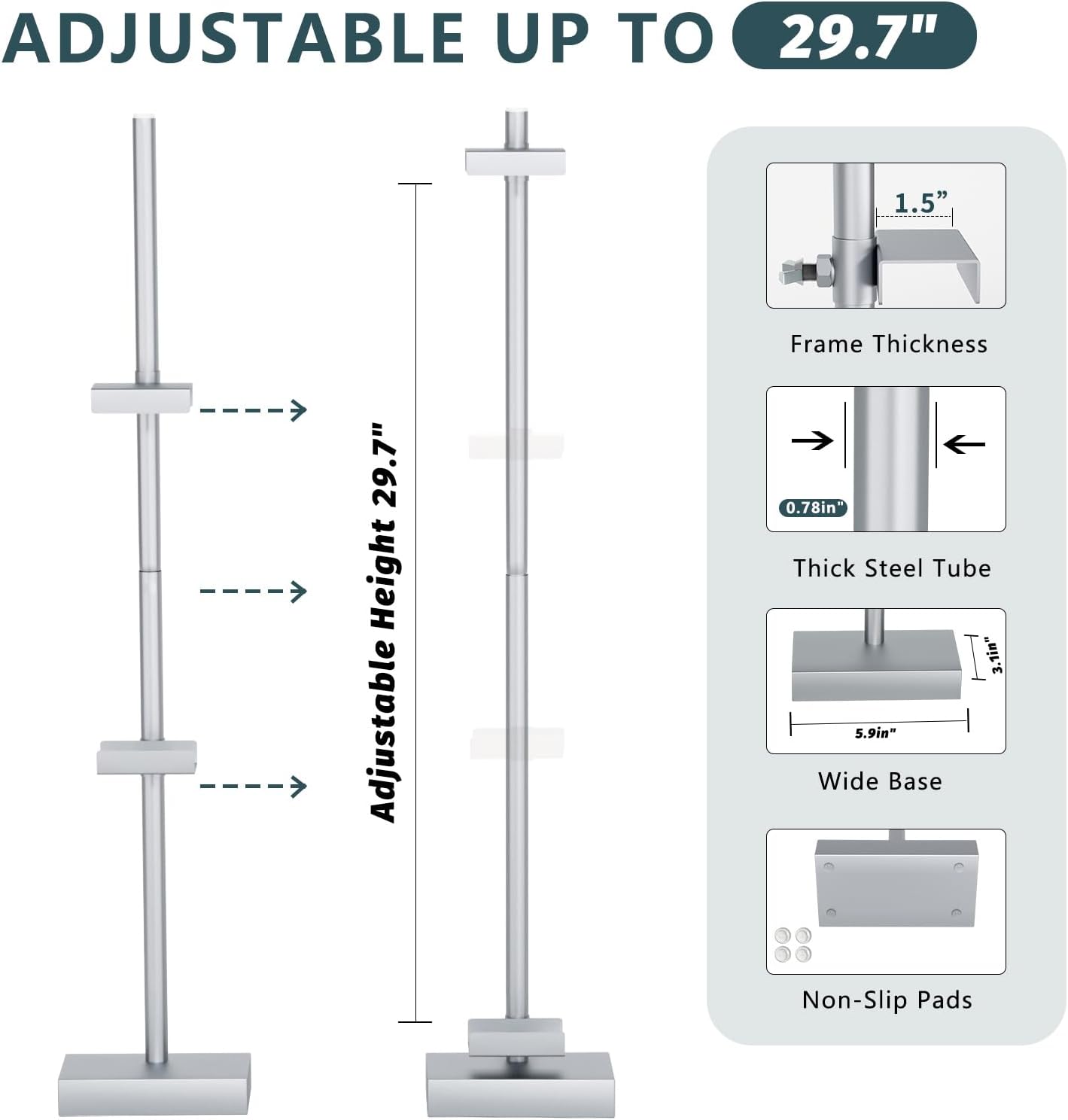 Tabletop Picture Frame Stand, Adjustable for Frames Up to 29" H, Frame Holder Stand Table Easels for Display, Metal Standing Easel Display Stand for Picture Frames, Artwork, Canvas (Silver)