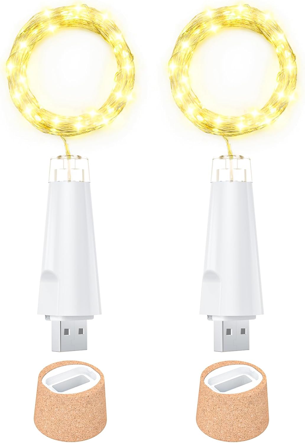 USB Bottle Lights Rechargeable Wine Bottle Fairy Lights Cork LED String Lights 20 LEDs Copper Wire for Table Party DIY Decor