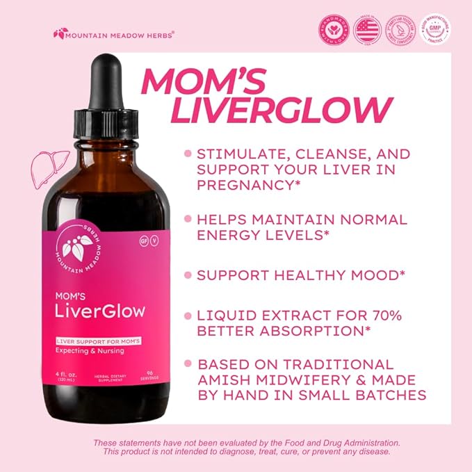 Mountain Meadow Herbs Mom's Liver Glow, Advanced Detoxifier and Regenerator to Support Liver Health and Function - 4 oz - for a Happy Liver