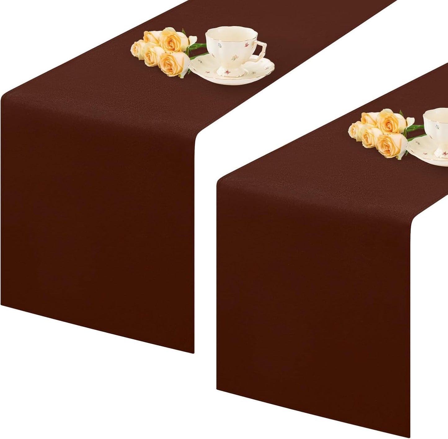 2 Pack Chocolate Small Short Table Runner 12 x 36 Inch Solid Color Runners Coffee Table Dresser for Daily Party Home Decoration