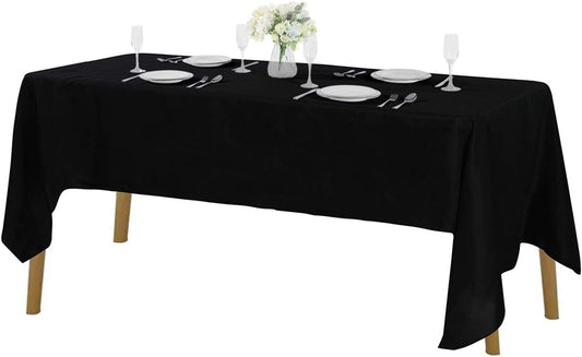 Rectangle Tablecloth 60x120 inch Washable Polyester Fabric Table Cloth for Wedding Party Dining Banquet Decoration（12 Pack 60x120, Black）