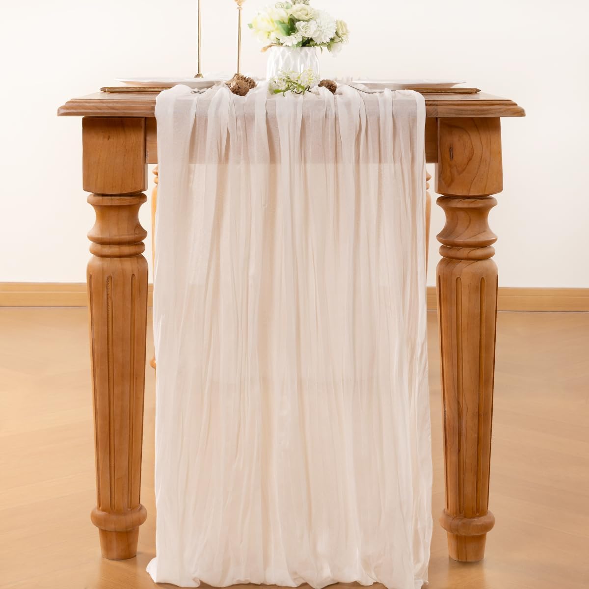 Ivory Table Runner Cheesecloth Table Runner 10FT Farmhouse Table Runners 120 Inches Fall Table Decor Dining Room Centerpiece Wedding Boho Baby Shower Birthday