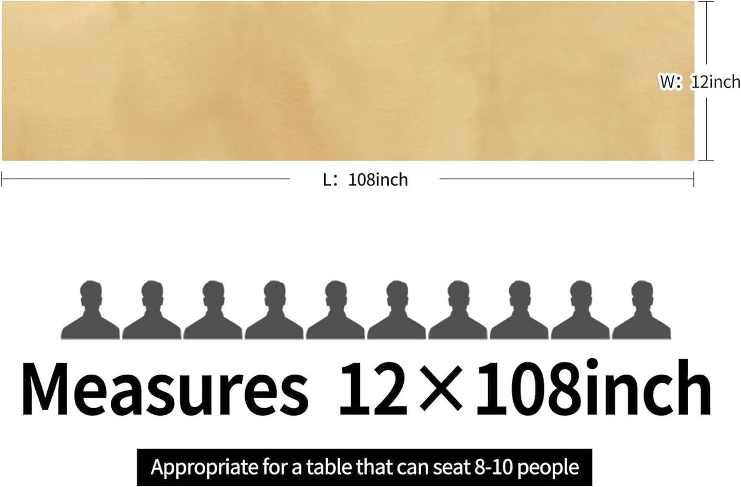 15-Pack Satin Table Runner Light Gold 12 x 108 inches Long, Table Runners for Wedding, Birthday Parties, Banquets Decorations（15 Pack, 12x108 Inch, Light Gold）