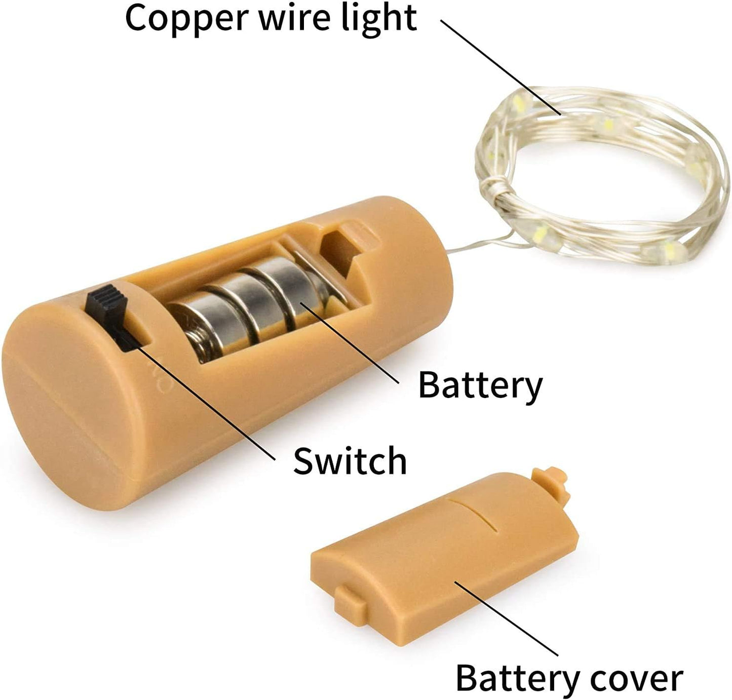 10 Pack 20 LED Wine Bottle Cork Lights Mini Fairy String Lights Copper Wire, Battery Operated Starry Lights for DIY, Festival, Wedding, Party, Indoor, Outdoor Decoration (Multi-Colored)