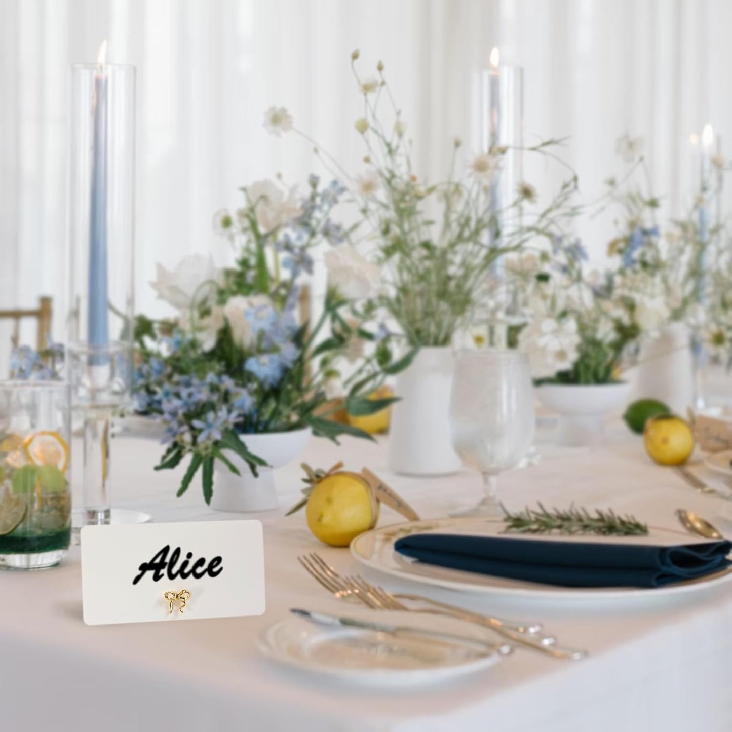 26Pcs Decorative Bow Place Card Holders Bulk Gold Name Card Stands Set Photo Holders for Wedding Birthday Party,Table Place Cards, Food Signs，Name Tag
