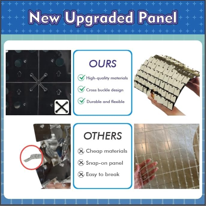 Qcity Pink Shimmer Wall Backdrop 24PCS, Black Back Not See-Through Design, Square Sequin Glitter Backdrop Panel, Perfect for Outdoor Events, Birthdays, Wedding and Party Decoration