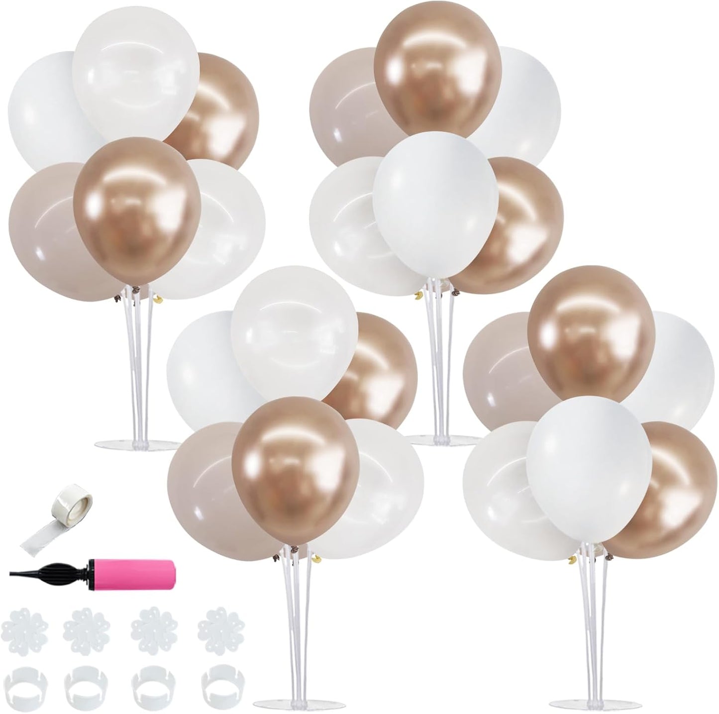 TONIFUL 4 Set Nude White Champagne Gold Balloon Stand Centerpiece Table Decorations for Baby Shower Wedding Engagement Bridal Shower Anniversary Mother's Day Birthday Party Decorations Housewarming