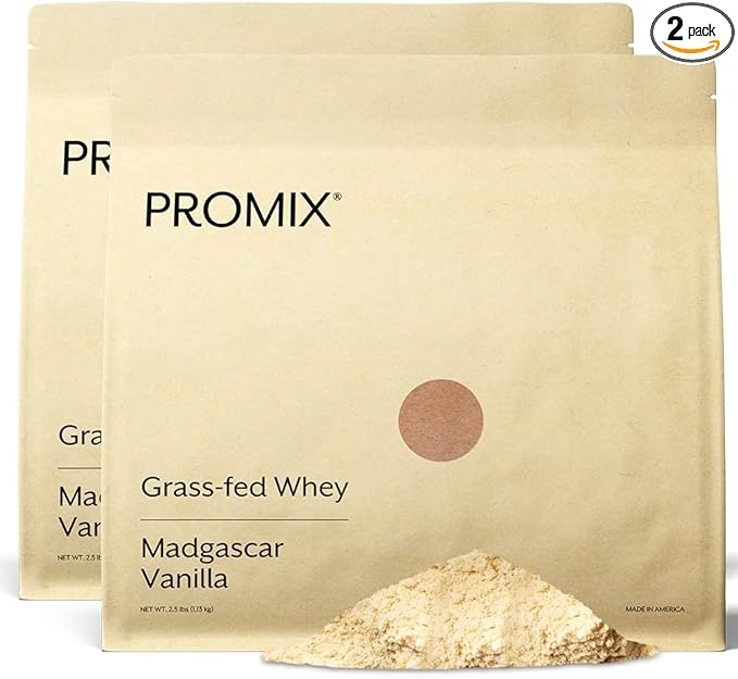 ProMix Nutrition Whey Protein Powder, Vanilla - Grass-Fed & 100% All Natural - ­Post Workout Fitness & Nutrition Shakes, Smoothies, Baking & Cooking Recipes - 2.5 Pound (Pack of 2)
