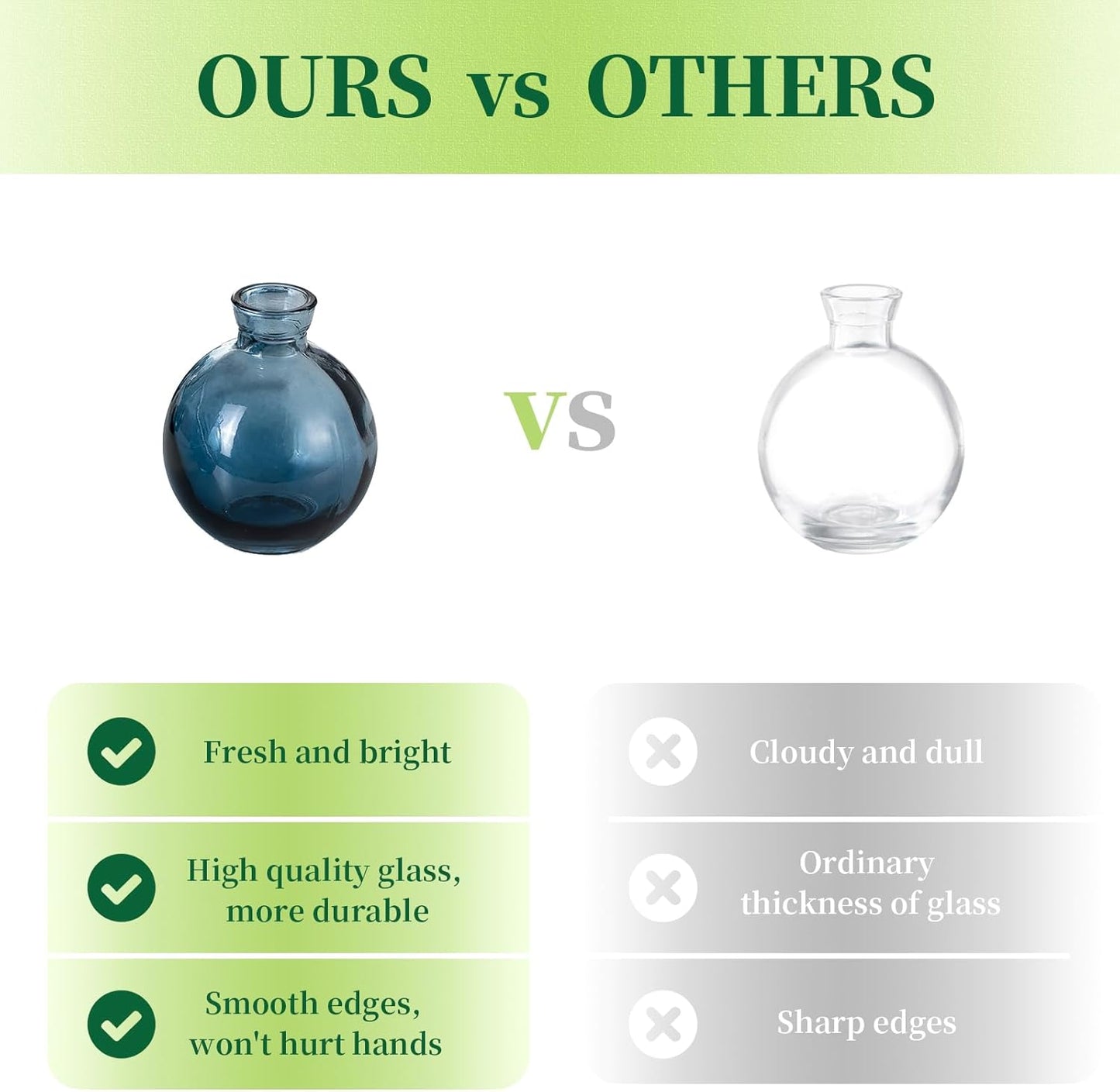 Hewory Glass Bud Vases for Centerpieces: Set of 12 Cute Blue Small Vases Handmade, Mini Flower Vase for Floral Arrangement, Tiny Decorations for Home Office Wedding Reception Party Events Table Decor