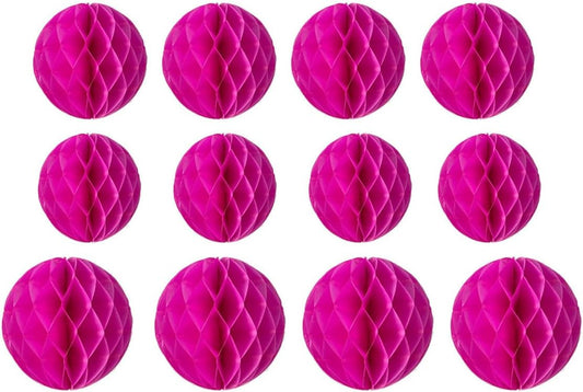 12pcs Party Honeycomb Decorations 4'' 8'' 10'' Honeycomb Balls Tissue Pom Poms Hanging Flower Balls for Baby Shower Birthday Wedding Nursery Wall Decor (Rose Red)