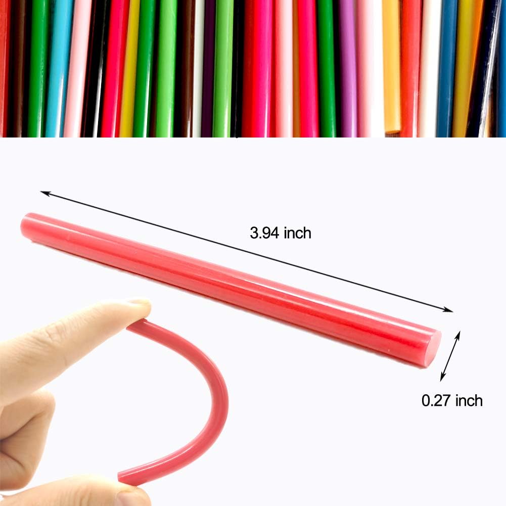 Colored Hot Glue Sticks for Hot Glue Gun 15 Colors 75 Pcs 7* 100mm Full Size Opaque Color Mini Hot Glue Sticks Hot Melt Glue Gun Stick Bulk Purple Black Yellow Pink Red Purple for DIY Art Craft Repair