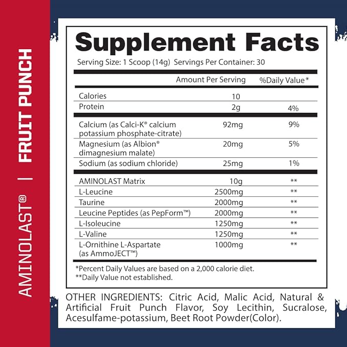 Gaspari Nutrition: AminoLast, Muscle Recovery and Endurance BCAA Fuel, Enhances Recovery & Replenishes Electrolytes, 30 Servings (Fruit Punch)