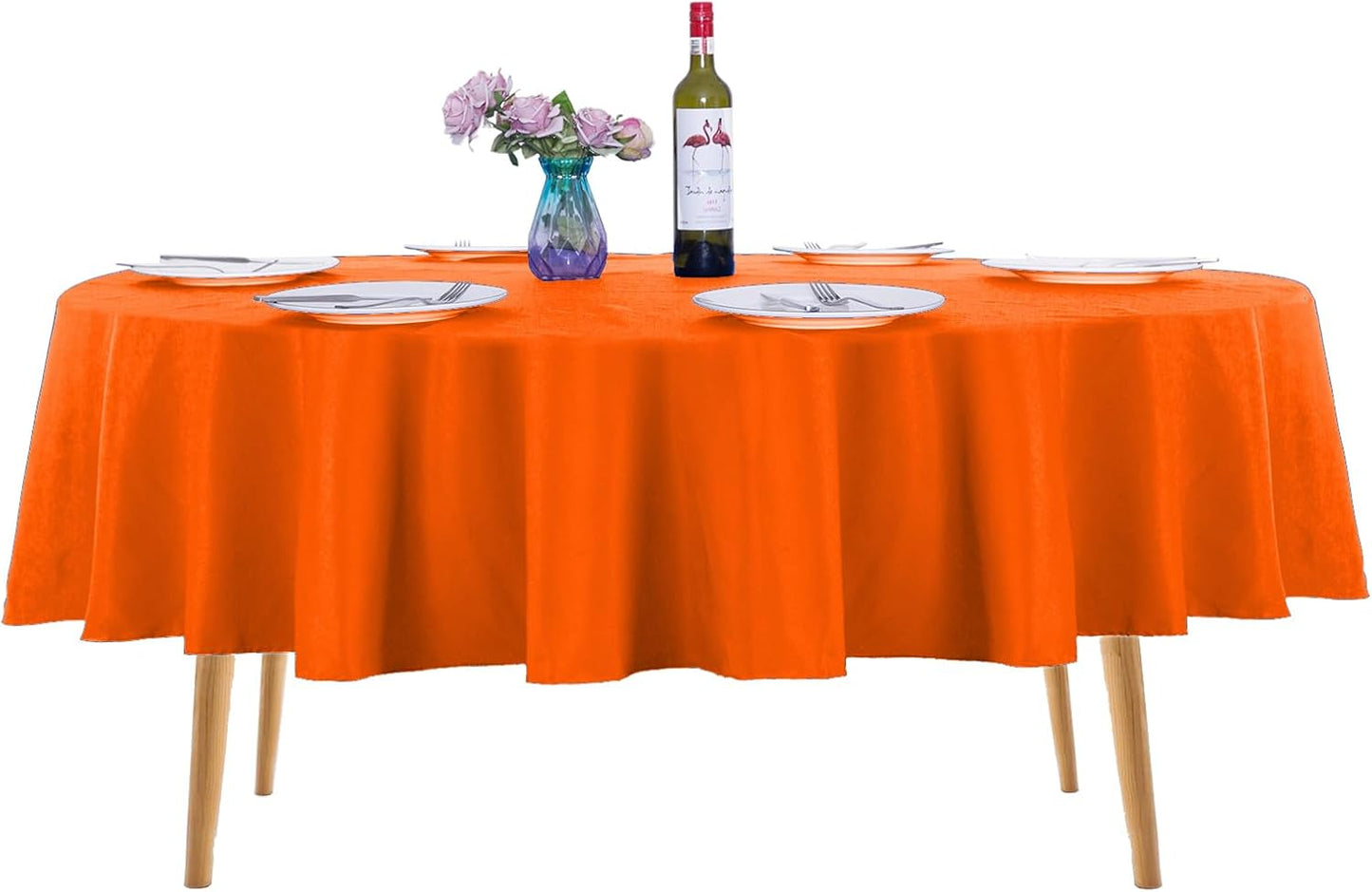 Ascoza 2pack 90 Inch Orange Round Tablecloth in Washable Polyester Fabric for Wedding/Banquet/Restaurant/Parties