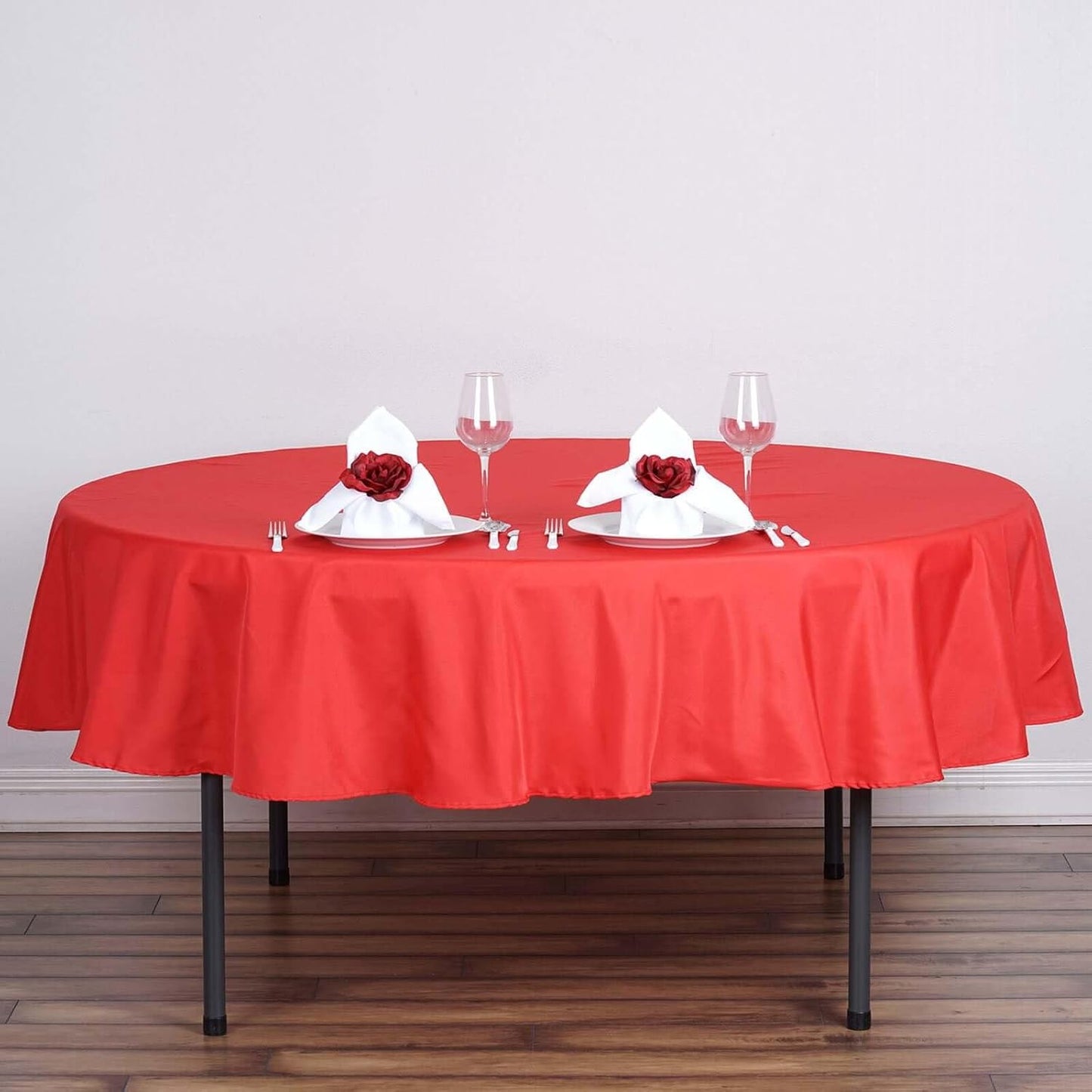 Efavormart Round Tablecloth, 90 Inch Stain & Wrinkle Resistant Washable Table Cloth, Decorative Polyester Fabric Table Cover for Banquet, Wedding, Dining- Red