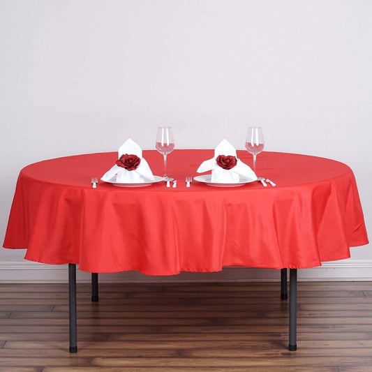 Efavormart Round Tablecloth, 90 Inch Stain & Wrinkle Resistant Washable Table Cloth, Decorative Polyester Fabric Table Cover for Banquet, Wedding, Dining- Red