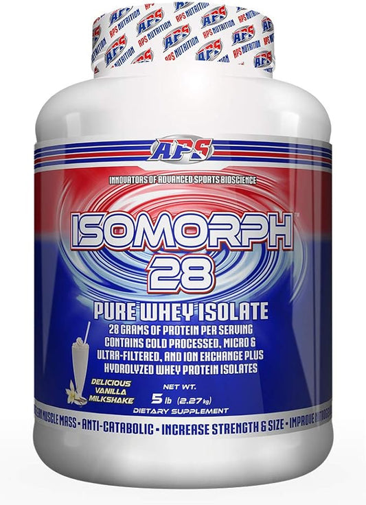 APS Nutrition Isomorph 28 Protein Powder | Pure Whey Isolate | Cold Pressed, Ultra- Filtered, & Ion Exchange Isolates | 28g Protein | 5 Pound (Vanilla Milkshake)