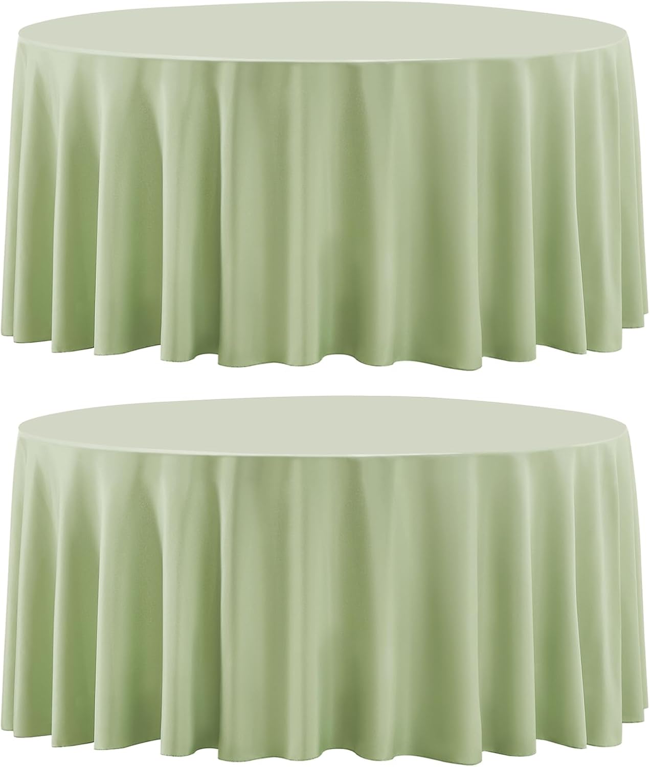 Round Tablecloth 132 Inch 2 Pack Sage Green Tablecloths Washable Decorative Linen Polyester Table Clothes Cover for Dining Table Banquets Buffet Parties and Wedding