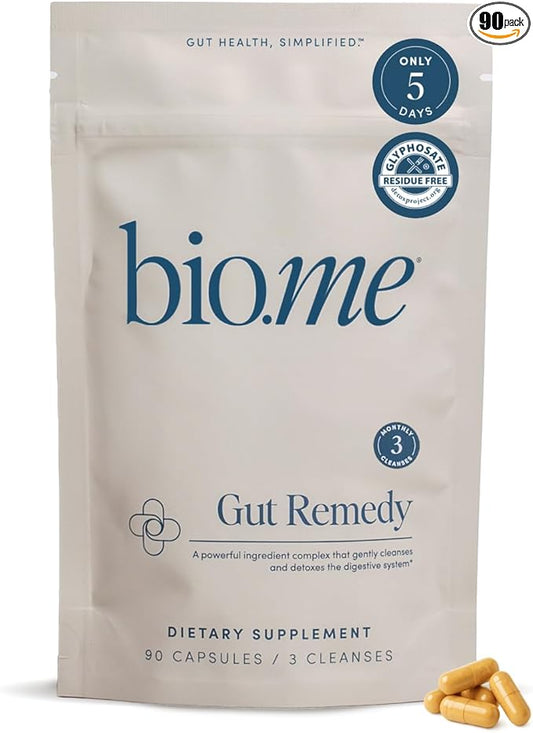 Biome Gut Remedy Capsules (5 Day Cleanse, 3 Rounds, 90 Capsules) Gut Cleanse with Magnesium Citrate, Berberine, Immunolin, L-Glutamine - Reset Digestive System, Rebalance Microbiome (3 Month Supply)