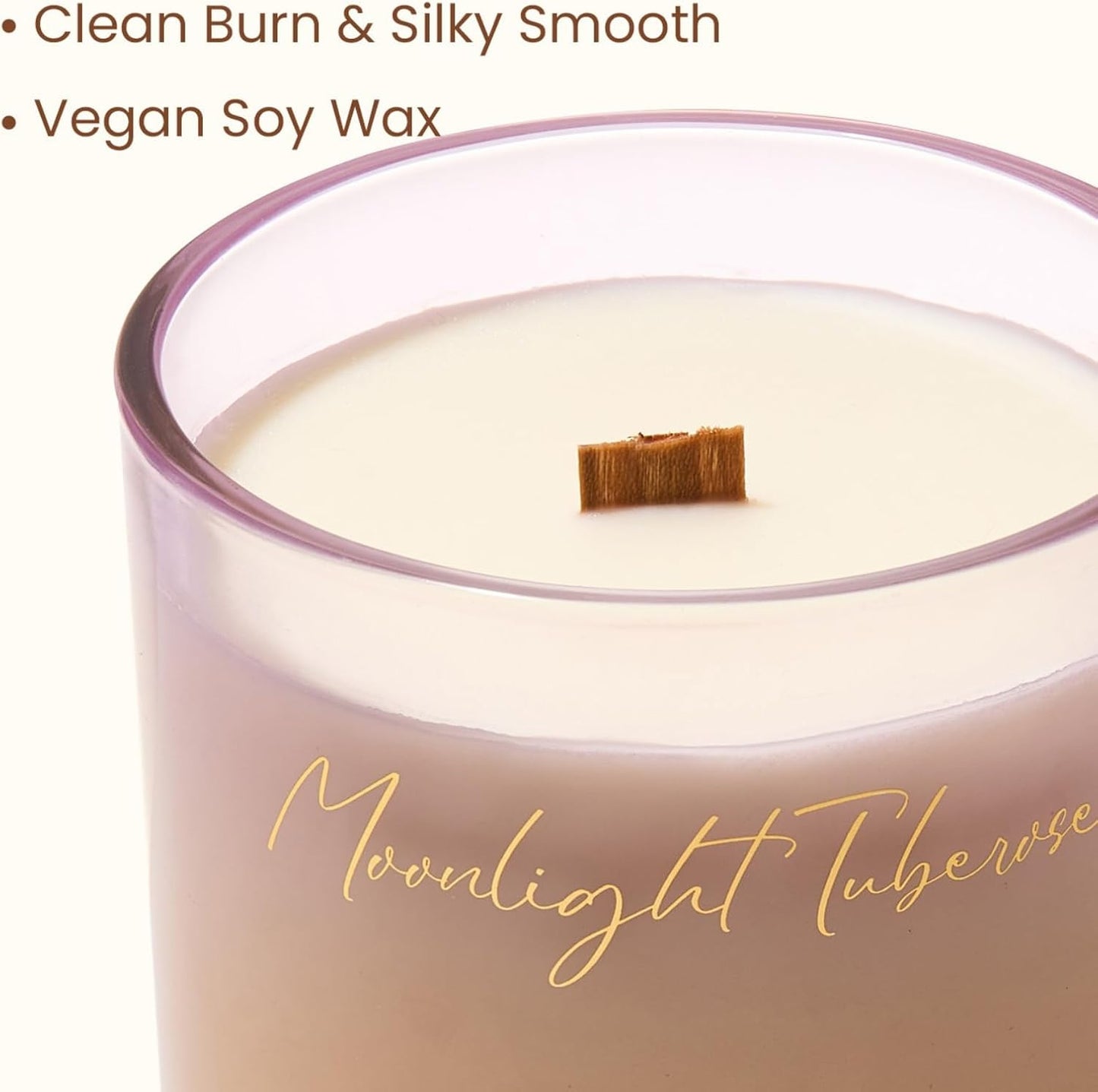 M&SENSE 16.6oz Natural Soy Large Jar Candle with Wooden Wick | Moonlight Tuberose Scent | 95-Hour Burn & Long-Lasting Burn | Housewarming Gift for Men and Women