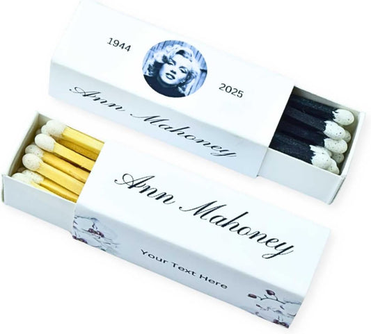 Customizable Funeral Matchboxes – Set of 10 – Memorial Design – Colorful Matchsticks – Perfect for Funeral Services & Remembrance (2" Matchsticks, Remembrance #2)