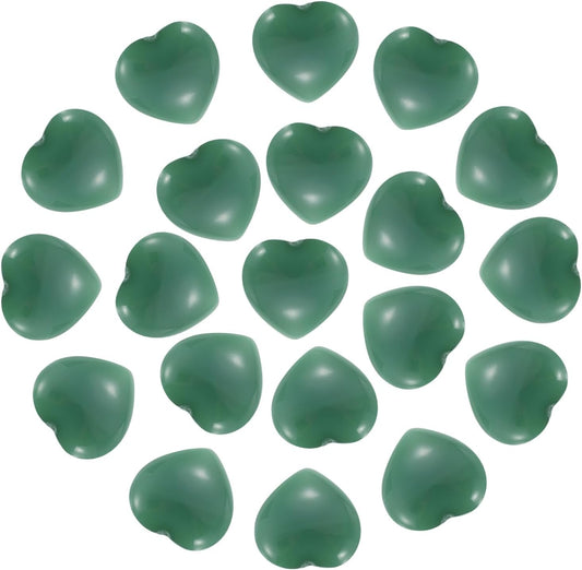 PATIKIL 20 Pcs Natural Heart Shaped Crystal Stone, 0.6 Inch Mini Polished Love Gemstone Crystal, Pocket Rock Engraved Worry Stones for Women Gifts Meditation, Clear Green