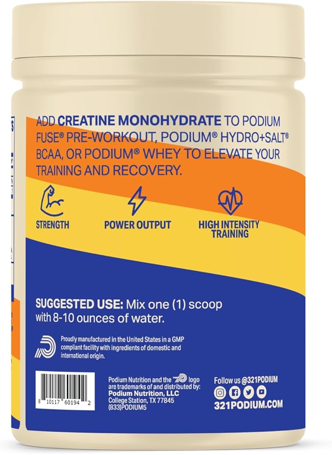Podium Nutrition, Creatine Monohydrate, 50 Servings, Rocket Ice Pop, Boost Athletic Performance