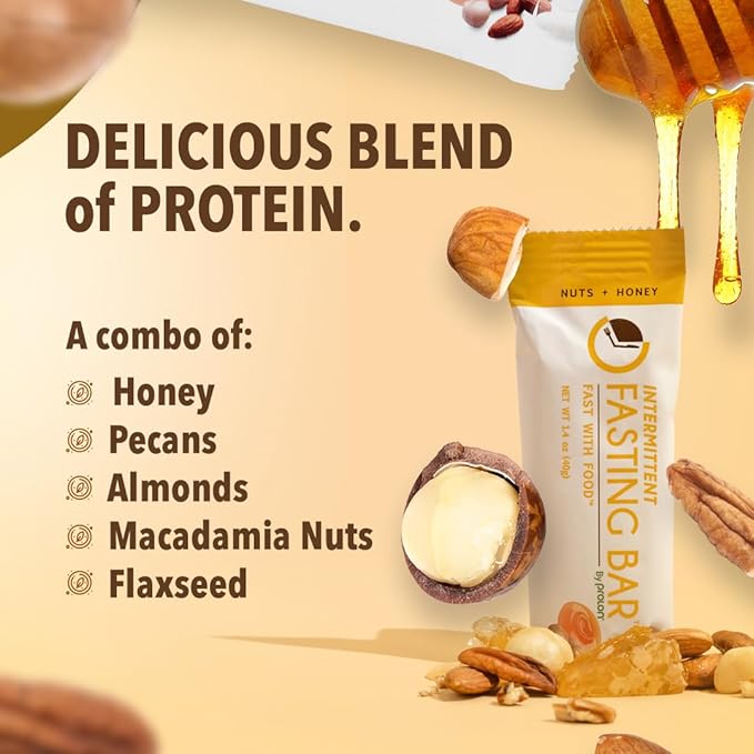 Prolon Fasting Bars | 6g Protein, 8g Fiber | Keto-Friendly, Gluten-Free, Dairy-Free, Plant-Based | Nutrition for Intermittent Fasting | Formulated to Not Break Your Fast | Nuts & Honey (24 Count)