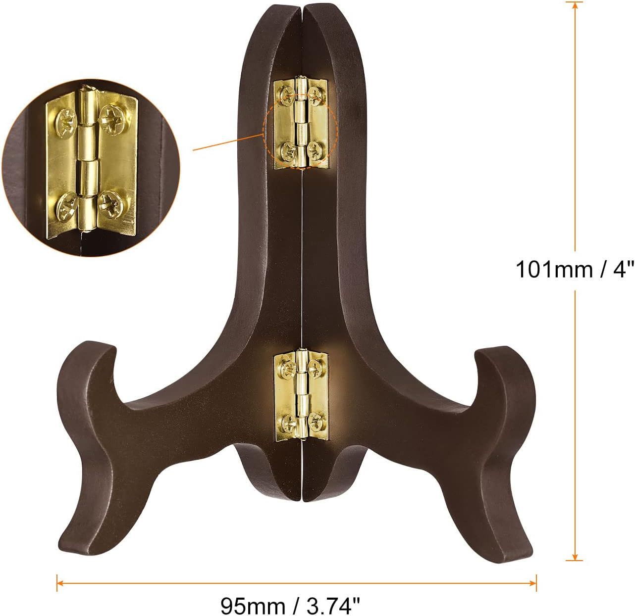 uxcell 4" Easel Plate Holder, Wooden Folding Display Stand Brown for Decorative Picture Frame
