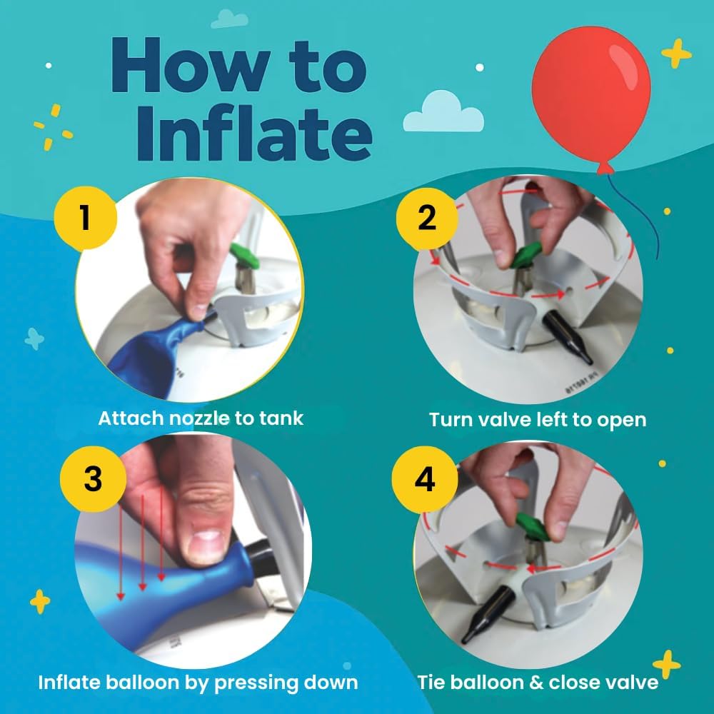 Airloons 9.5in Standard Helium Balloon Kit - Disposable Portable Helium Tank for Balloons at Home - Includes Helium Tank, 30 Latex Balloons, Curling Ribbon