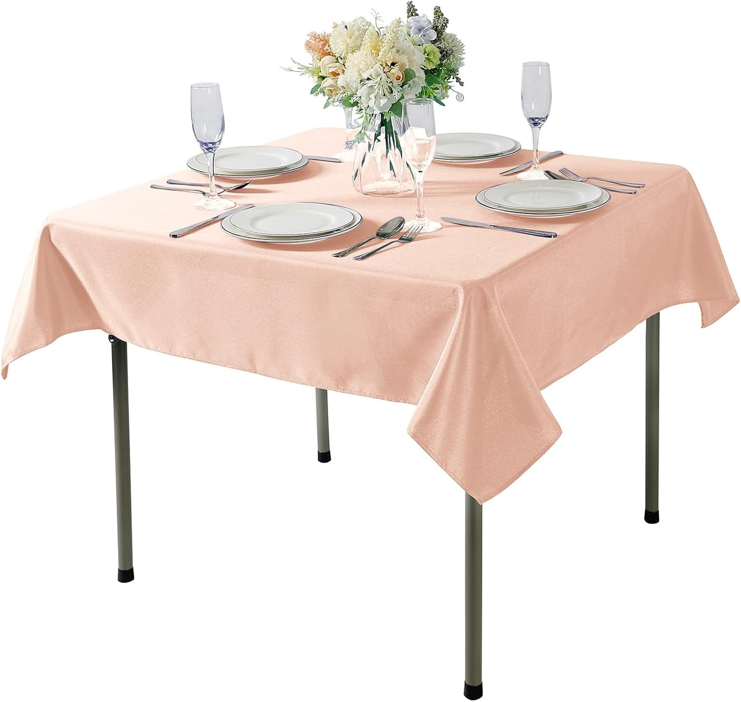 Cupuamon Square Tablecloth 70x70 inch Washable Polyester Fabric Table Cloth for Wedding Party Dining Banquet Decoration（70x70,Dusty Pink）