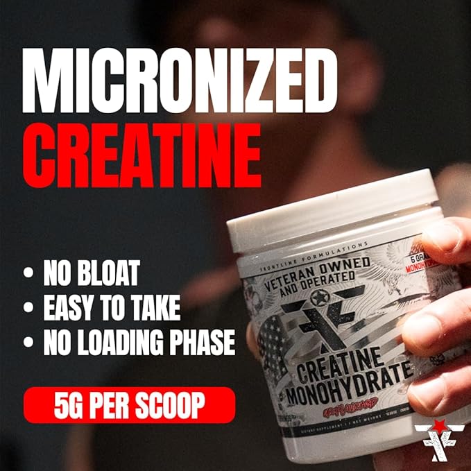 Creatine Monohydrate, Promotes Lean Muscle Growth, Unflavored, Aids Muscle Recovery, Post-Workout Supplement, Veteren Owned and Operated (60 Servings, Creatine Monohydrate)