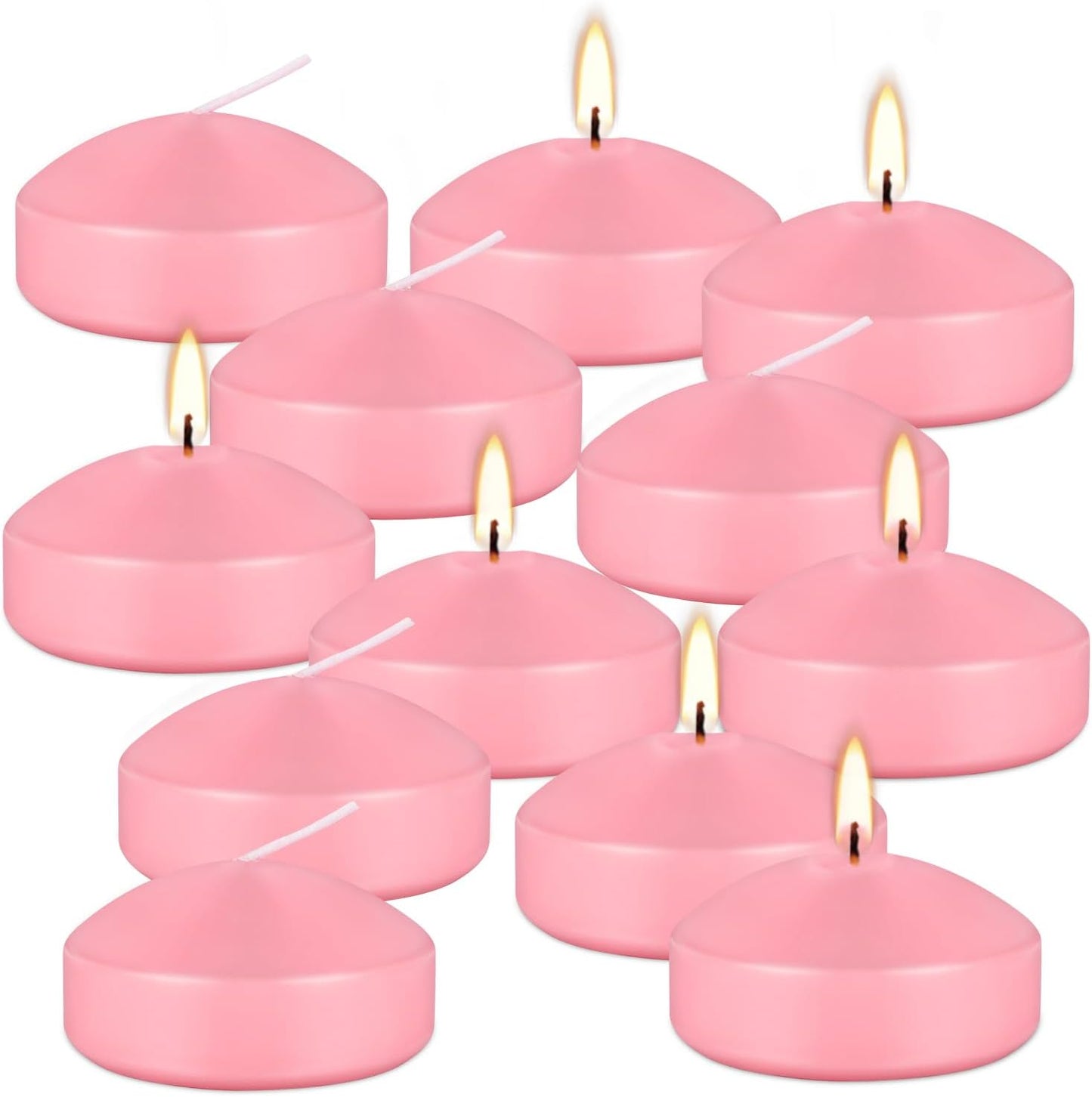 12 Pcs 3 inch Romantic Pink Floating Candles, Smokeless and Unscented, Burns for 8-10 Hours, are Ideal for Weddings, Parties ，Vacations, and Home Decorations