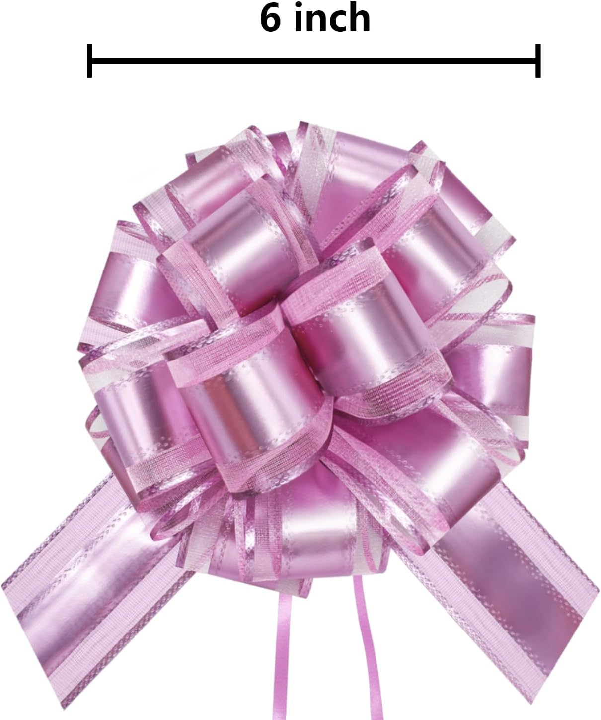 7 Pieces Large Pull Bows, 6 inche, Big Bow for Gift Wrapping, Christmas Party Birthday Gift, Wedding Baskets,Valentine's Day Gift Decorations, Flower Decoration (Pink)