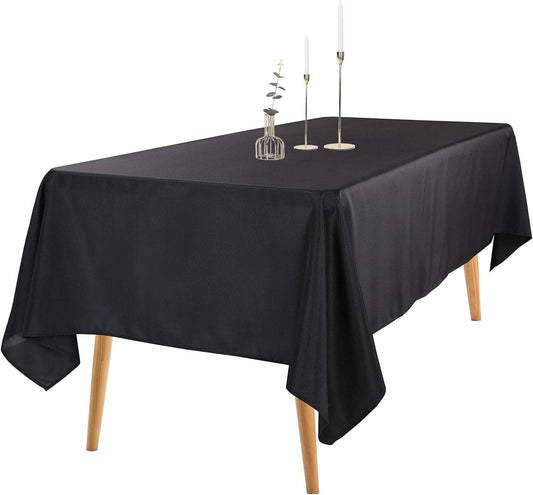Ascoza 2pack 60x120 Inch Black Rectangular Tablecloth 6 Feet Table Cloth in Polyester Fabric for Wedding/Banquet/Restaurant/Parties