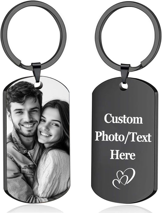 Custom Keychain with Picture, Personalized Keychain with Engraved Photo/Text, Gifts for Family and Friends