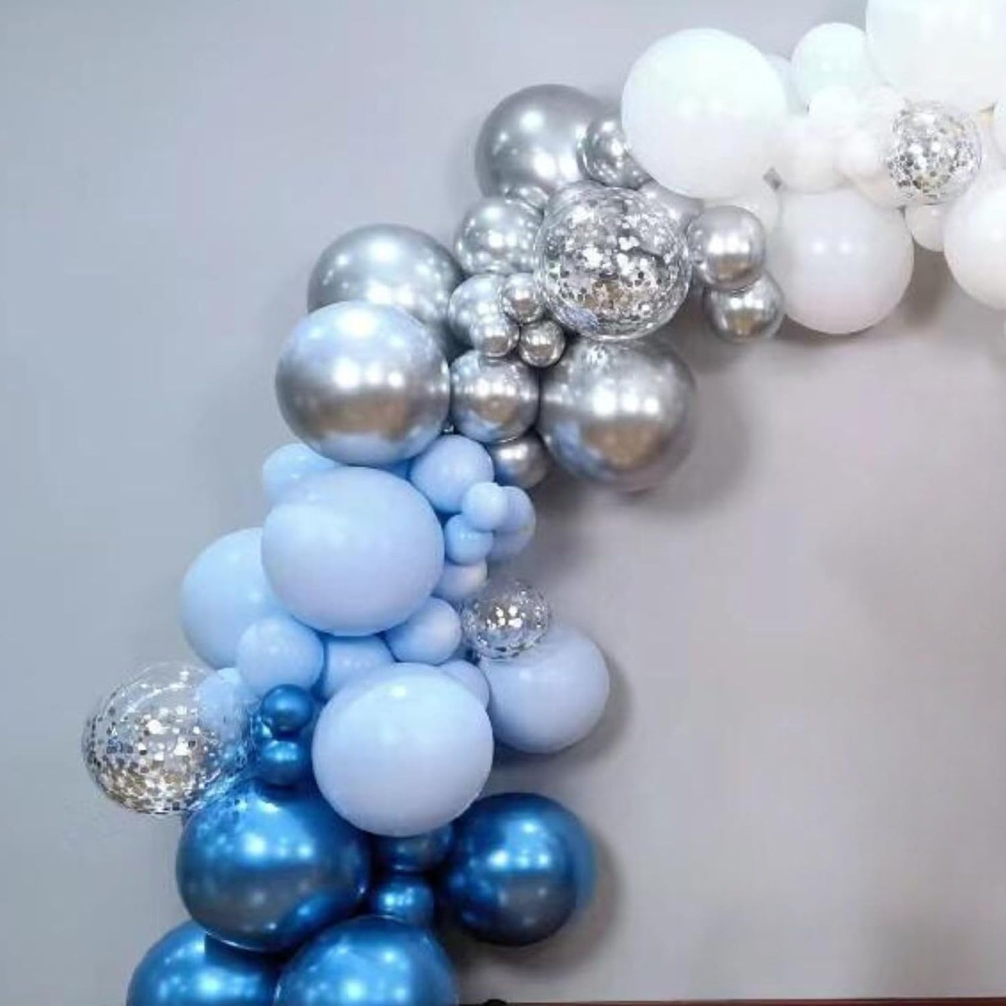 60pcs Blue & White Balloons - 12in Metallic Blue Pearl Confetti Latex - Boys Birthday, Baby Shower, Wedding Decorations