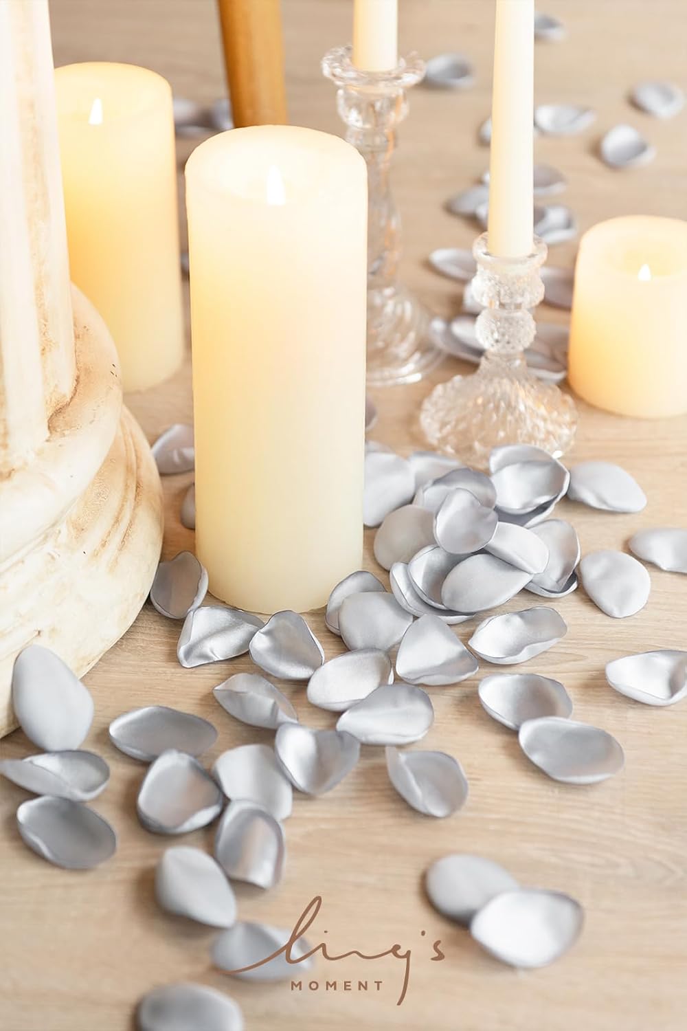 Ling's Moment Rose Petals, Silk Flower Petals for Wedding/Aisle/Flower Girl Baskets/Table Centerpiece Décor,etc.Silver 200pcs