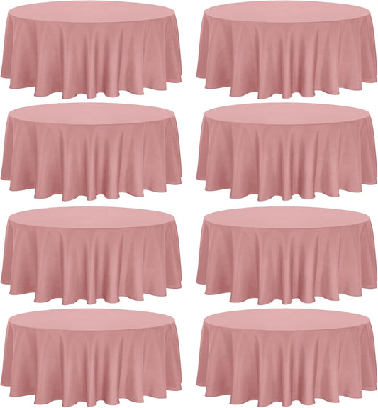 8 Pack Premium Round Tablecloth 90 Inch Round Table Covers Bulk Washable Polyester Fabric Round Table Clothes for Wedding Party Reception Banquet Buffet Restaurant (Dusty Rose, 90 Inch)