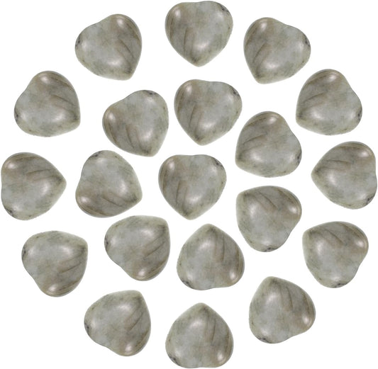 PATIKIL 20 Pcs Natural Heart Shaped Crystal Stone, 0.6 Inch Mini Polished Love Gemstone Crystal, Pocket Rock Engraved Worry Stones for Women Gifts Meditation, Light Gray