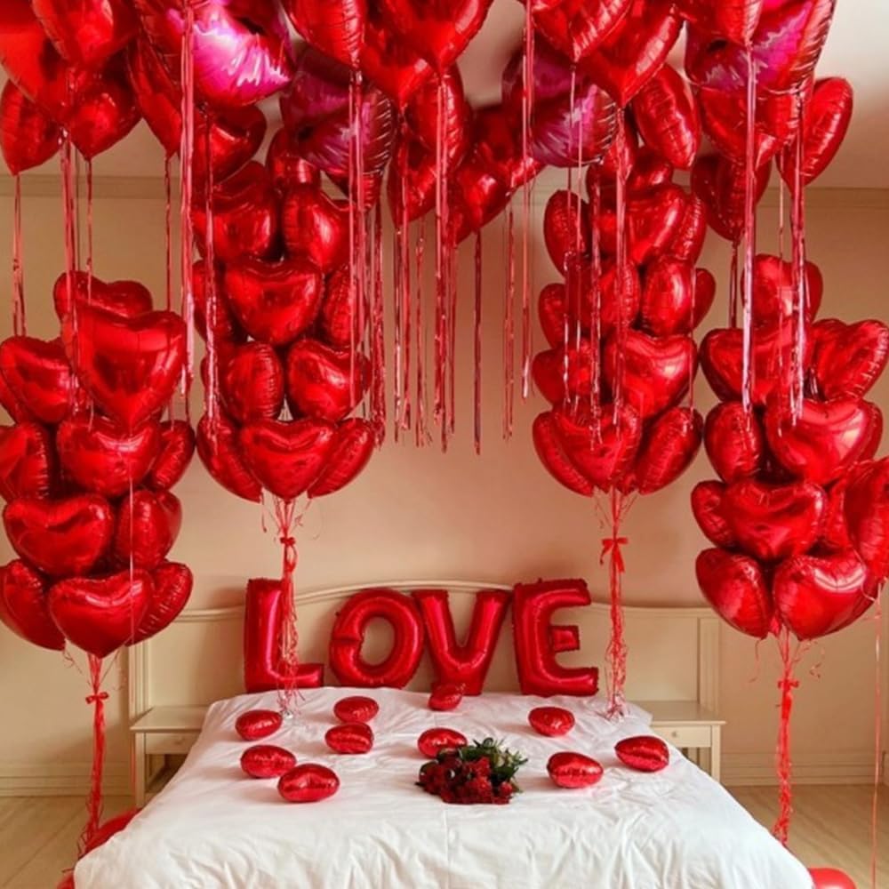 20 pcs Red Heart Balloons, 18 inch Heart Shaped Balloon foil Love Balloon for Wedding Decoration Party Balloon Valentine Birthday