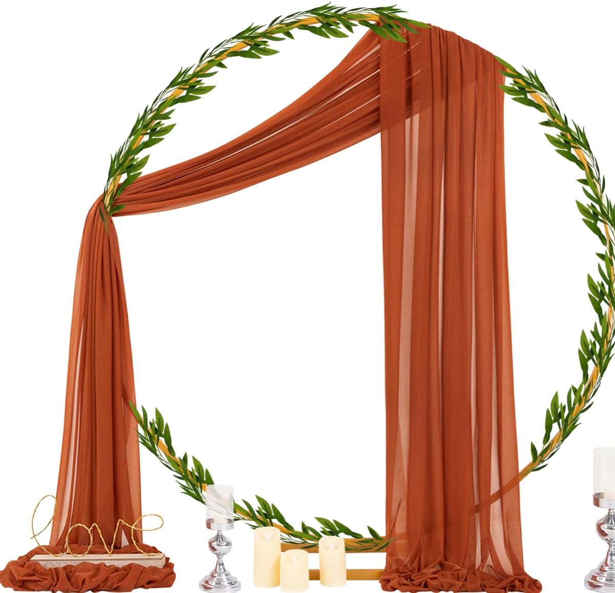 Socomi Terracotta Sheer Wedding Decor Fall Draping Fabric 29" x 20Ft 1 Panel Arch Outdoor Curtain Drapes Extra Long for Bridal Baby Shower Birthday Party Decor