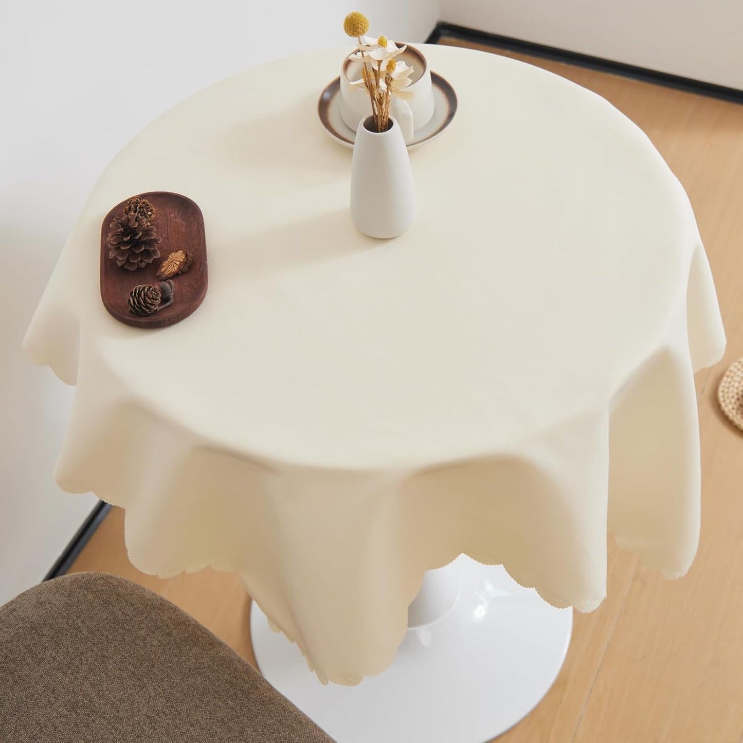 Small Square Beige Tablecloth 36 x 36 Inch Polyester Fabric Washable Table Cover Decorative Wrinkle Resistant Solid Color Table Cloth for Dining Party Wedding Camping