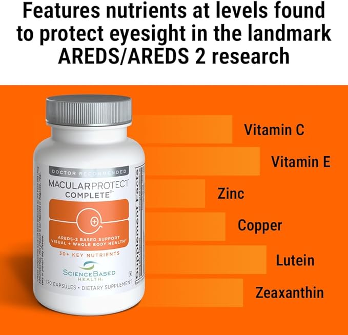 MacularProtect Complete – AREDS 2 Eye Health Supplement with Daily Multivitamin – 30+ Key Nutrients with Lutein & Zeaxanthin - Supports Eye, Vision & Whole Body Health – 120 Capsules