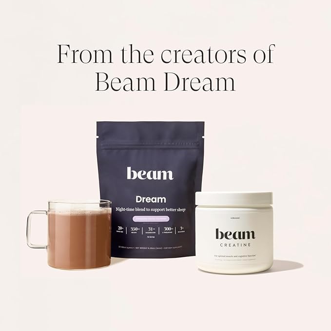 Beam Creatine Monohydrate Powder - Micronized Creatine for Muscle Growth, Strength, Endurance & Recovery - Unflavored, Fast-Dissolving, Workout Supplement for Men & Women, Keto & Vegan - 100 Servings