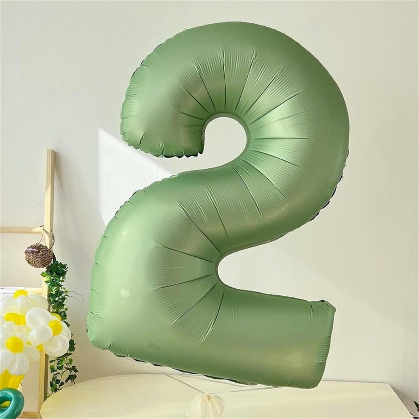 40" Balloon Number 2 Sage Green, Large Foil Number Balloons Set 0-9, Olive Green 2 Helium Balloons for Girls Boys 2nd 12th 20th Birthday Anniversary Graduation Jungle Safari Party Decoration Supplies